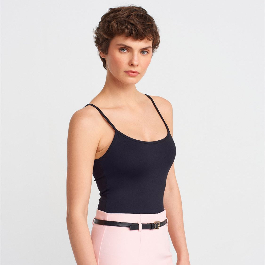 İnce Askılı Polimaid Top Ekru