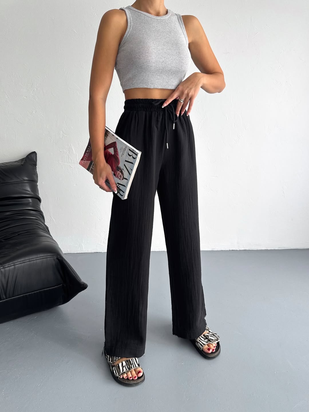 Müslin Kumaş Pantolon Bol Paça