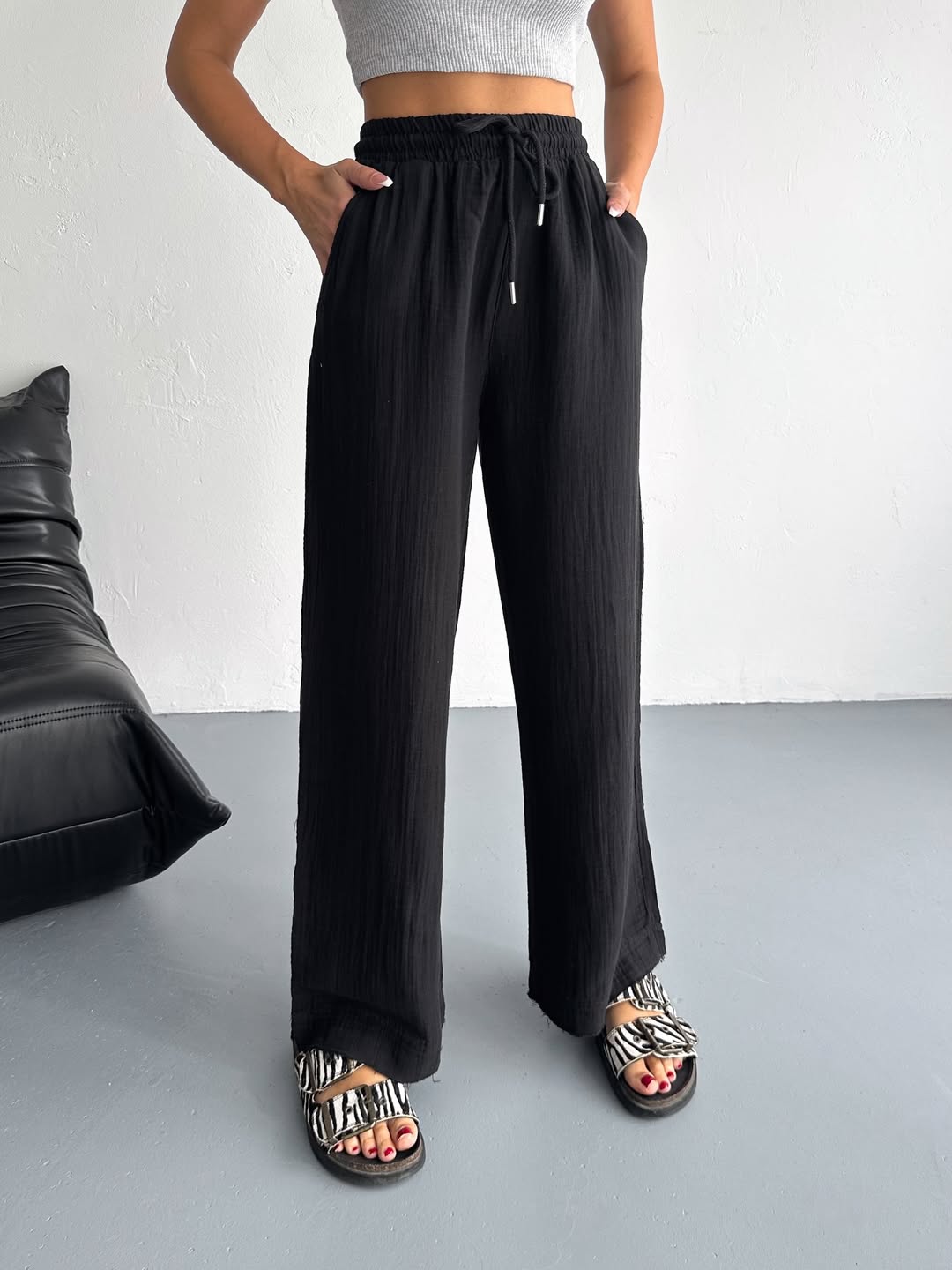 Müslin Kumaş Pantolon Bol Paça