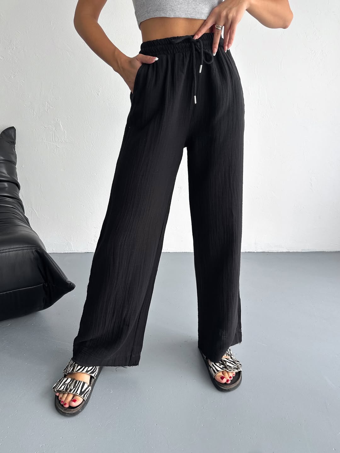 Müslin Kumaş Pantolon Bol Paça