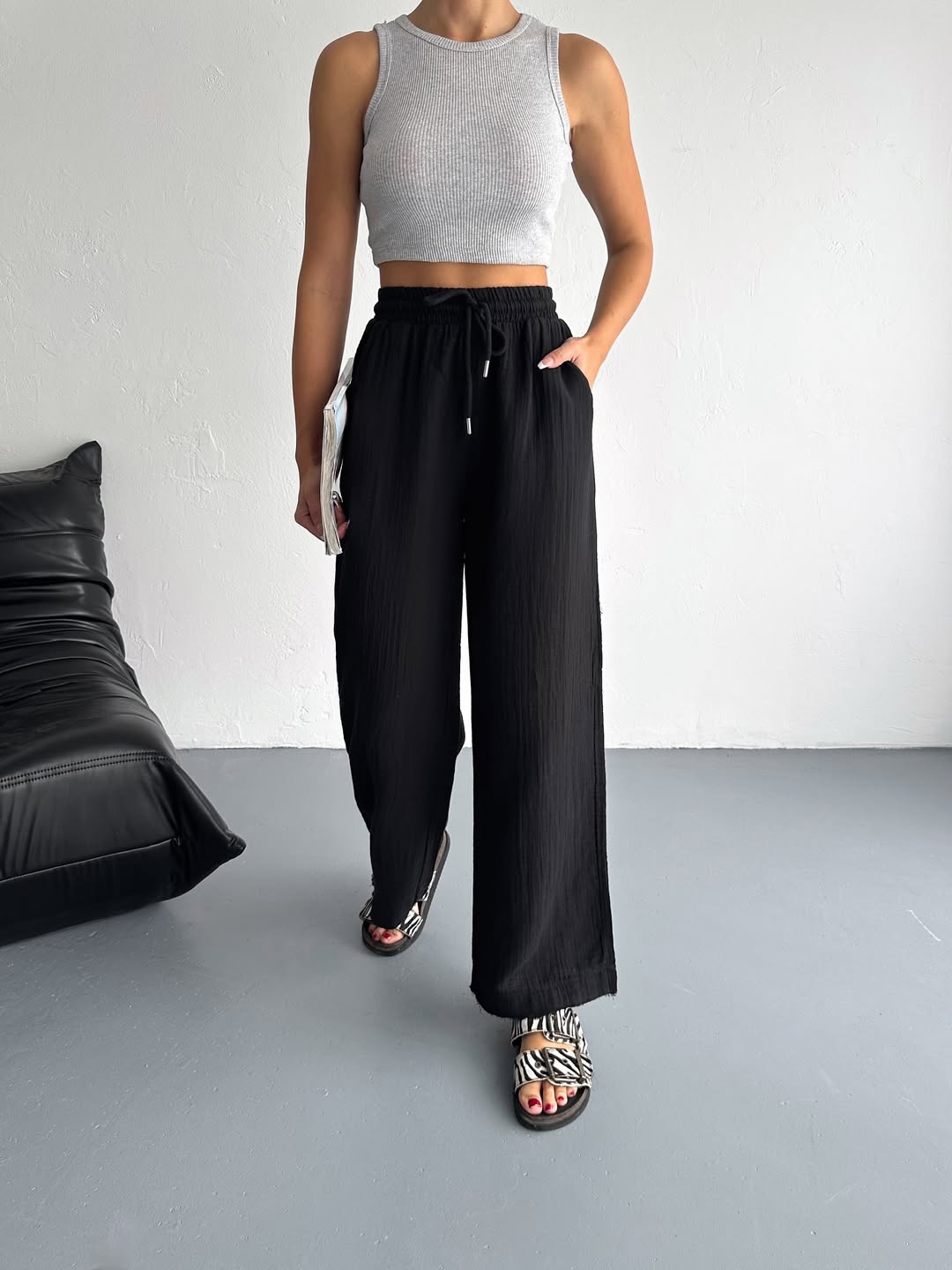 Müslin Kumaş Pantolon Bol Paça