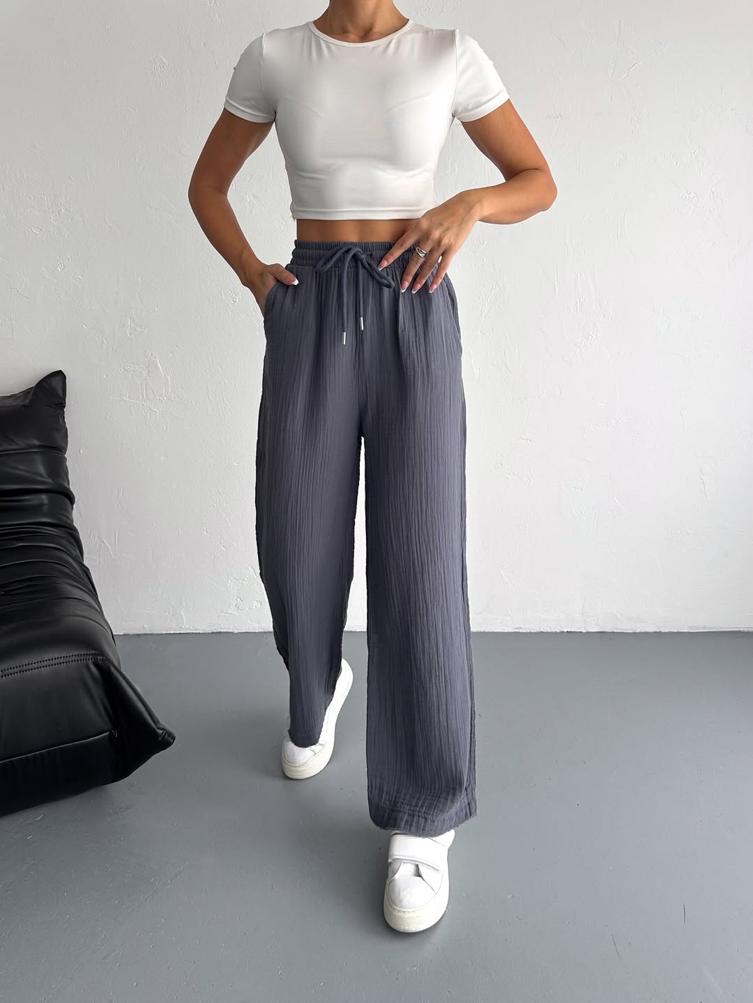 Müslin Kumaş Pantolon Bol Paça