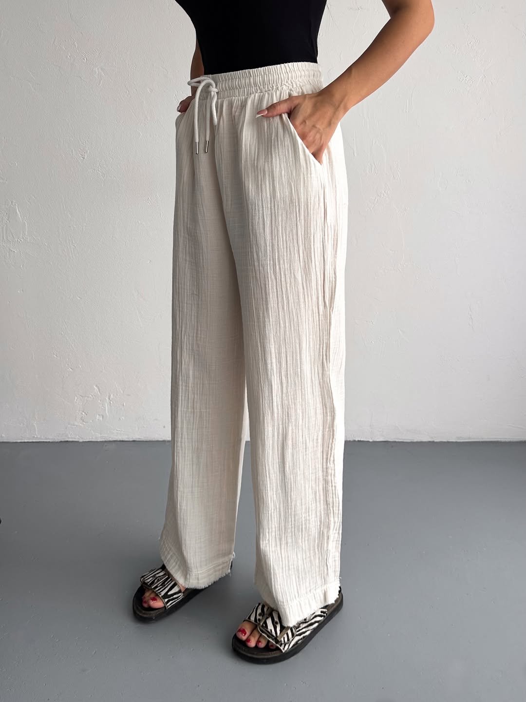 Müslin Kumaş Pantolon Bol Paça