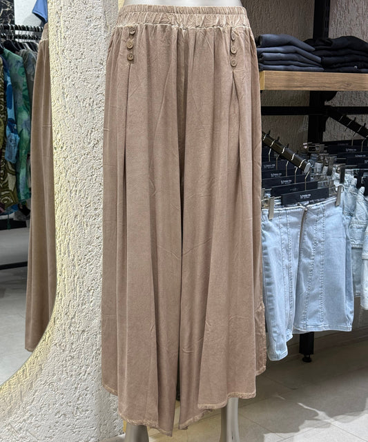 Otantik Bol Paça Pantolon Etek Üç Düğme Detay