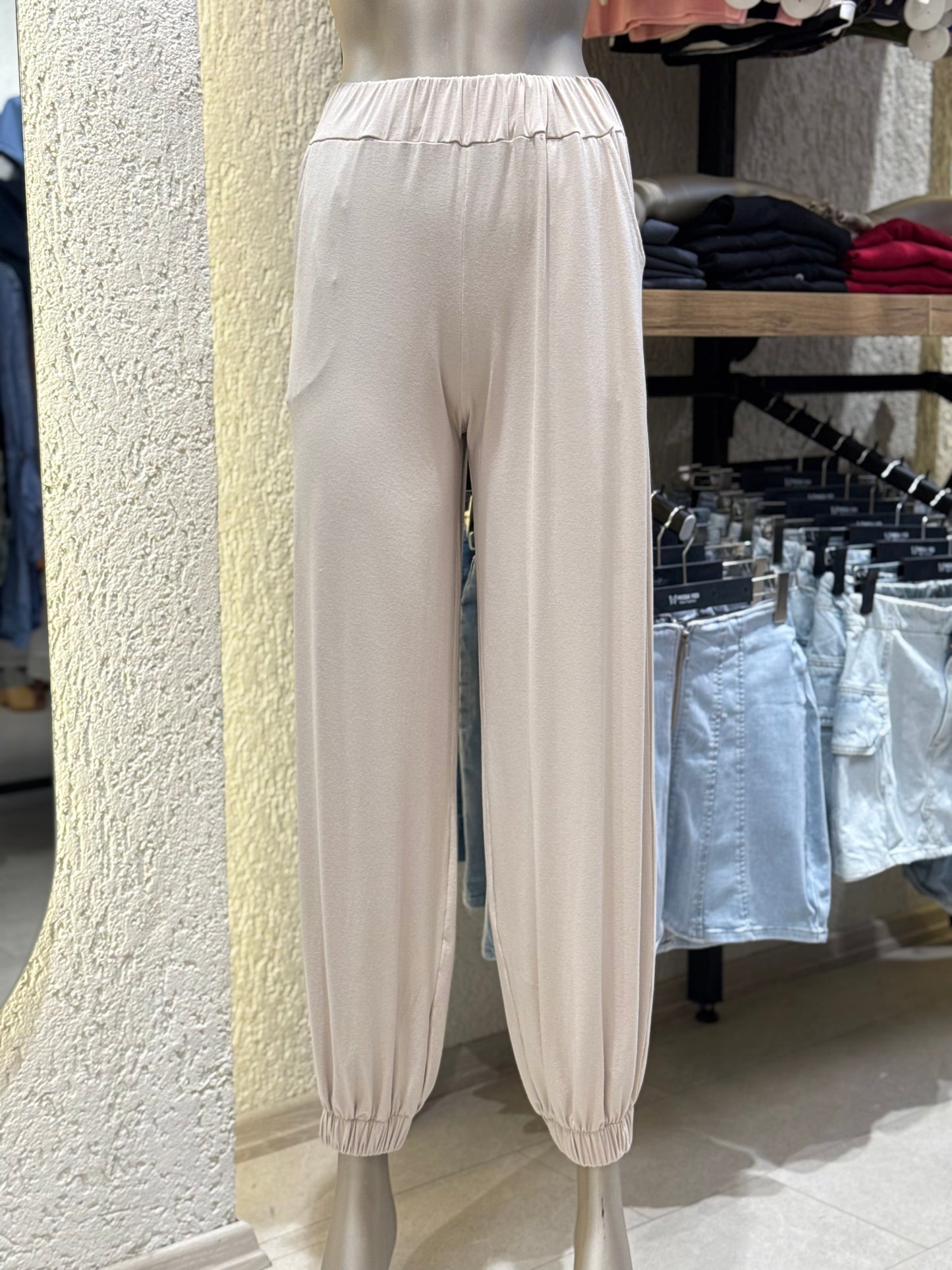 Organik Bambu Kumaş Paça Lastik Şalvar