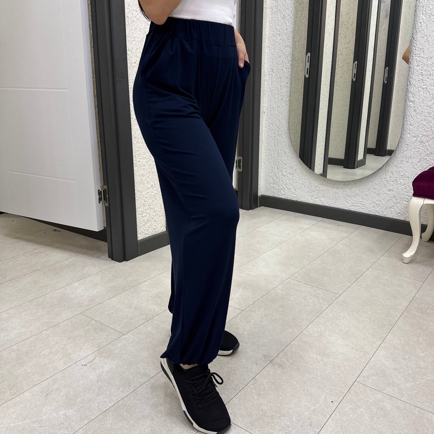 Organik Bambu Kumaş Paça Lastik Şalvar