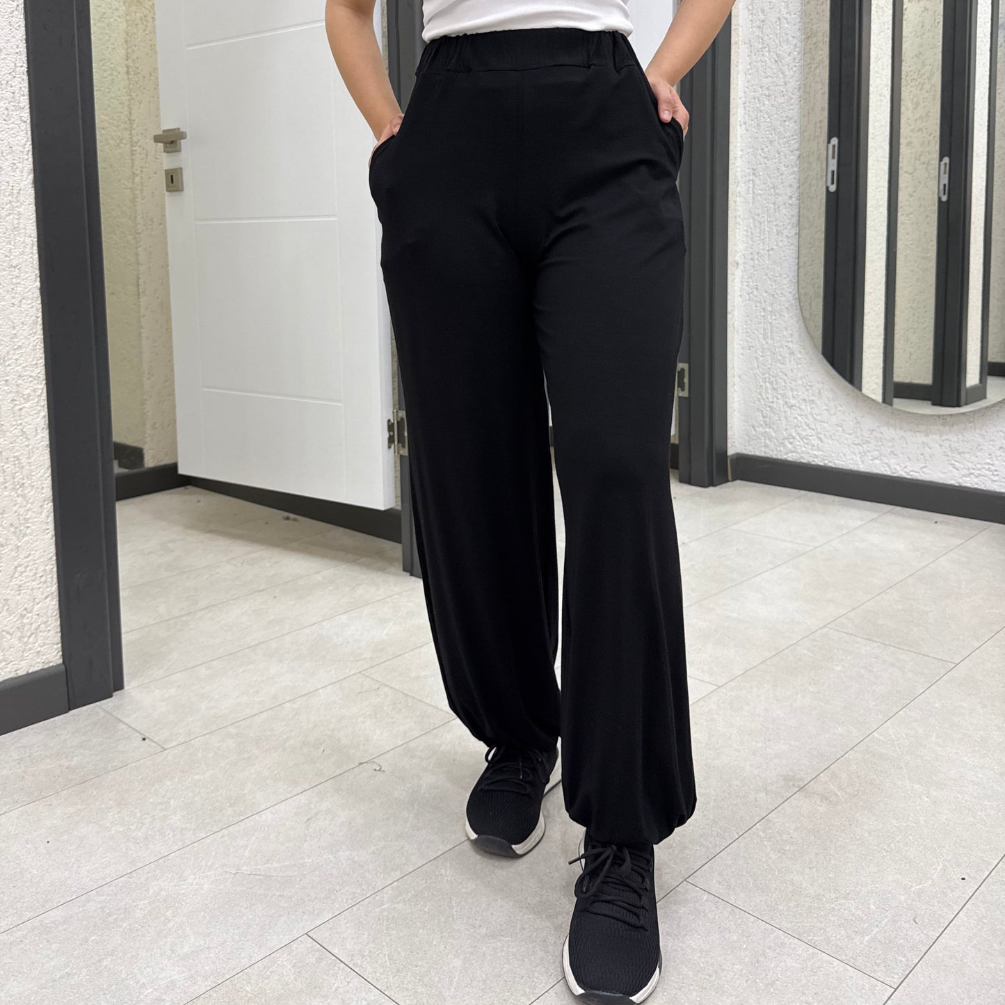 Organik Bambu Kumaş Paça Lastik Şalvar