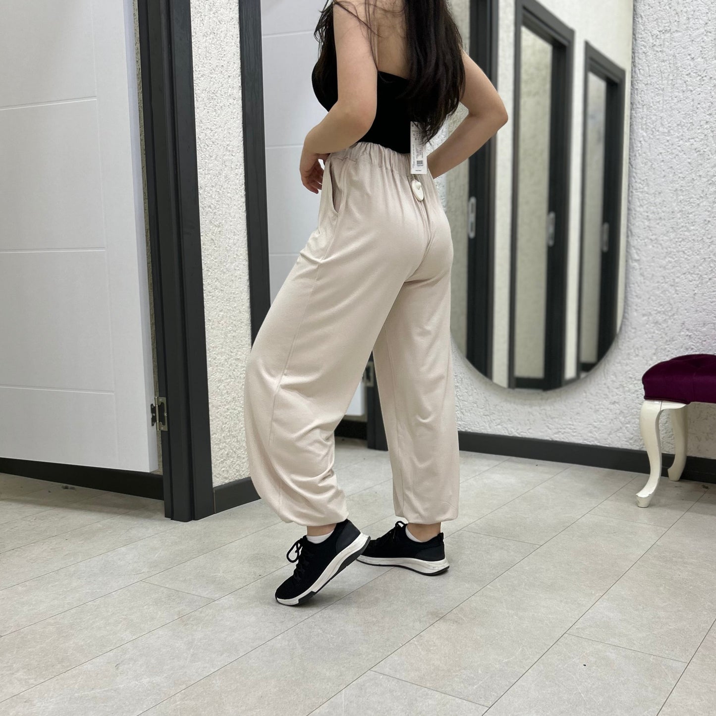 Organik Bambu Kumaş Paça Lastik Şalvar