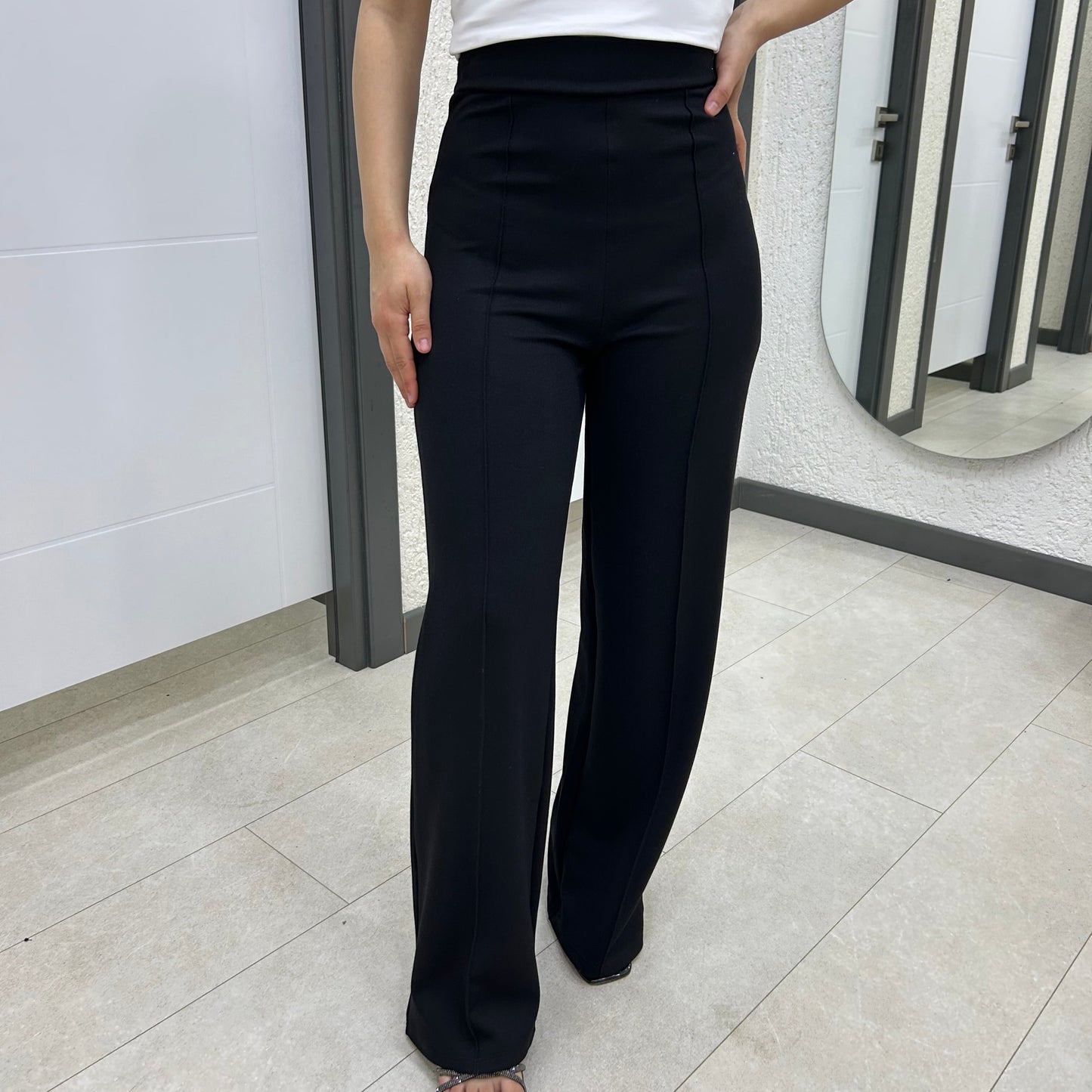 Modal Kumaş Boru Paça Çimalı Pamuklu Pantolon